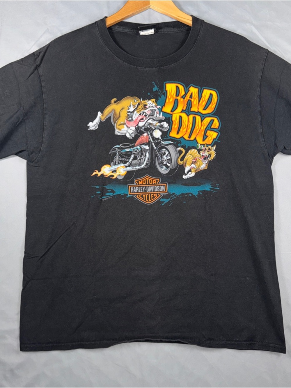 Harley Davidson Shirt Mens Large Black Bad Dog Sacramento Graphic Tee Biker